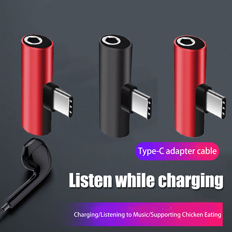 Earphone Splitter Jack - USB Type-C naar 3,5 mm hoofdtelefoonaansluiting,