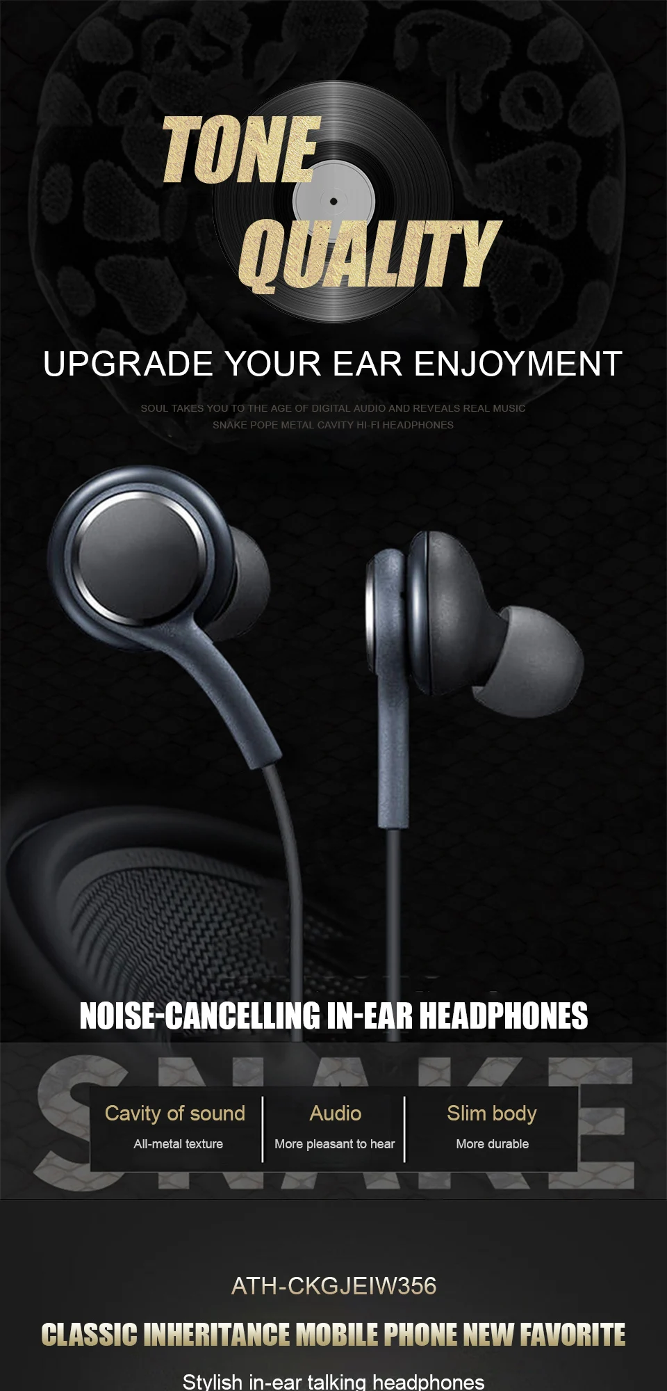 Audiophile Headphone Wired - In-ear oordopjes met 3,5 mm-aansluiting en